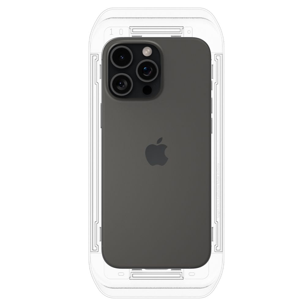 Skærmbeskyttelsesfilm Spigen GlastR EZ FIT til Apple iPhone 17 Pro / 17 / 16 Pro, Hærdet Glas, Fuldklæbende, Sæt med 2 stykker