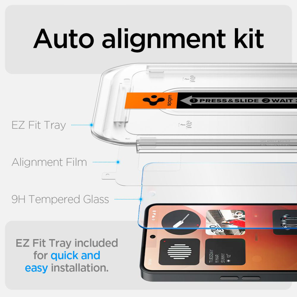 Beskyttelsesfilm Clear Spigen GlastR EZ FIT til Nothing Phone (3a) / Phone (3a) Pro, Hærdet Glas, Full Glue AGL09429