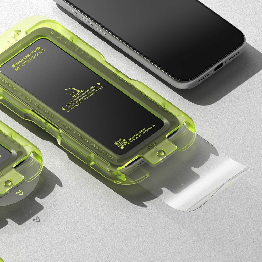 Skærmbeskytter Ringke Easy Slide AR til Apple iPhone 17 Pro, hærdet glas, fuld lim, 2.5D, sort, genforseglet