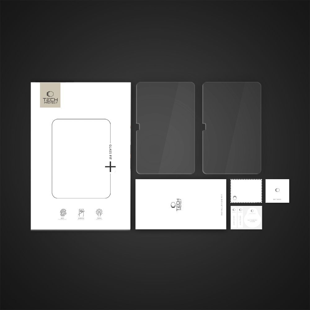 Skærmbeskyttelsesfilm Tech-Protect FIT+ til Samsung Galaxy Tab S10 FE+, Hærdet Glas, Fuldklæbende, Sæt med 2 stykker, 2.5D