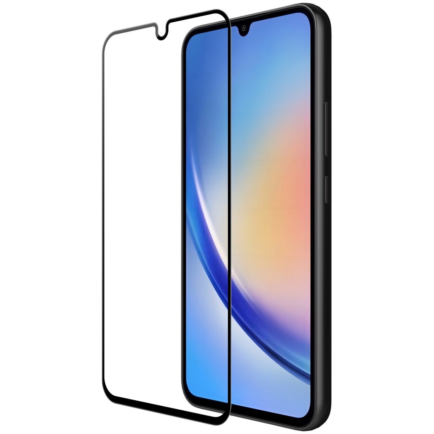 OEM-skærmbeskyttelsesfilm til Samsung Galaxy A34 A346, skærmet glas, fuld lim, 9D, sort