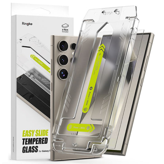 Ringke Easy Slide skærmbeskytter til Samsung Galaxy S24 Ultra S928, glasbeskyttet, fuld limning, sæt med 2 stk.