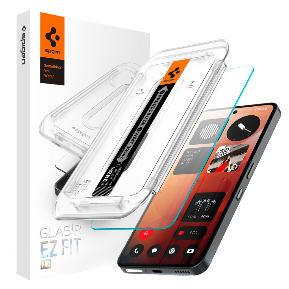 Beskyttelsesfilm Clear Spigen GlastR EZ FIT til Nothing Phone (3a) / Phone (3a) Pro, Hærdet Glas, Full Glue AGL09429