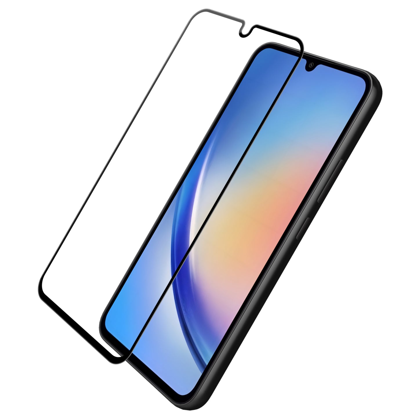 OEM-skærmbeskyttelsesfilm til Samsung Galaxy A34 A346, skærmet glas, fuld lim, 9D, sort