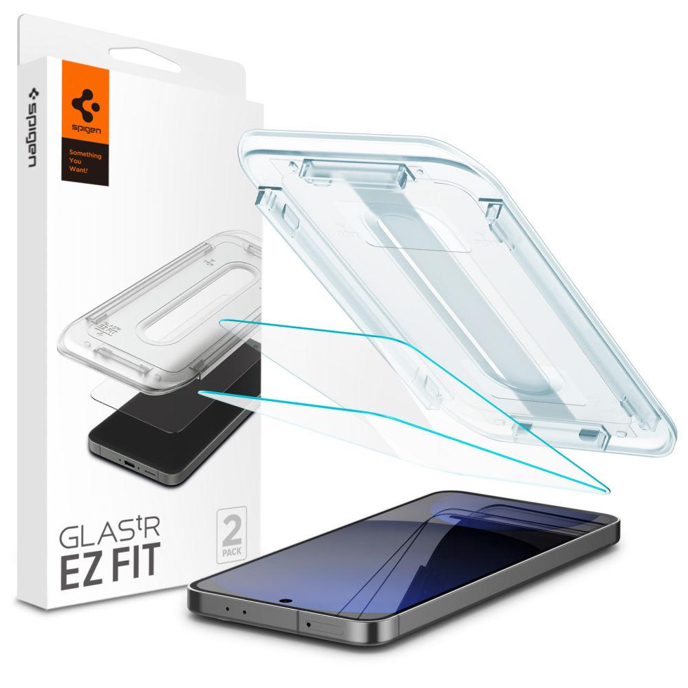 Spigen EZ FIT skærmbeskytter til Samsung Galaxy S24 FE S721, glasbeskyttet, fuld lim, sæt med 2 dele AGL08729