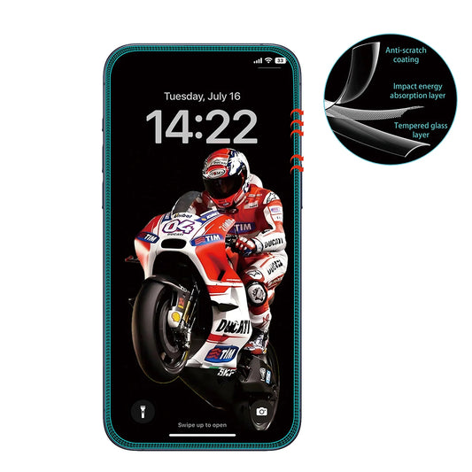 Beskyttelsesfilm Anank 5X Forstærket Anti Crack til Apple iPhone 17 Pro Max, Hærdet Glas, Fuldklæbende, 3D, Sort