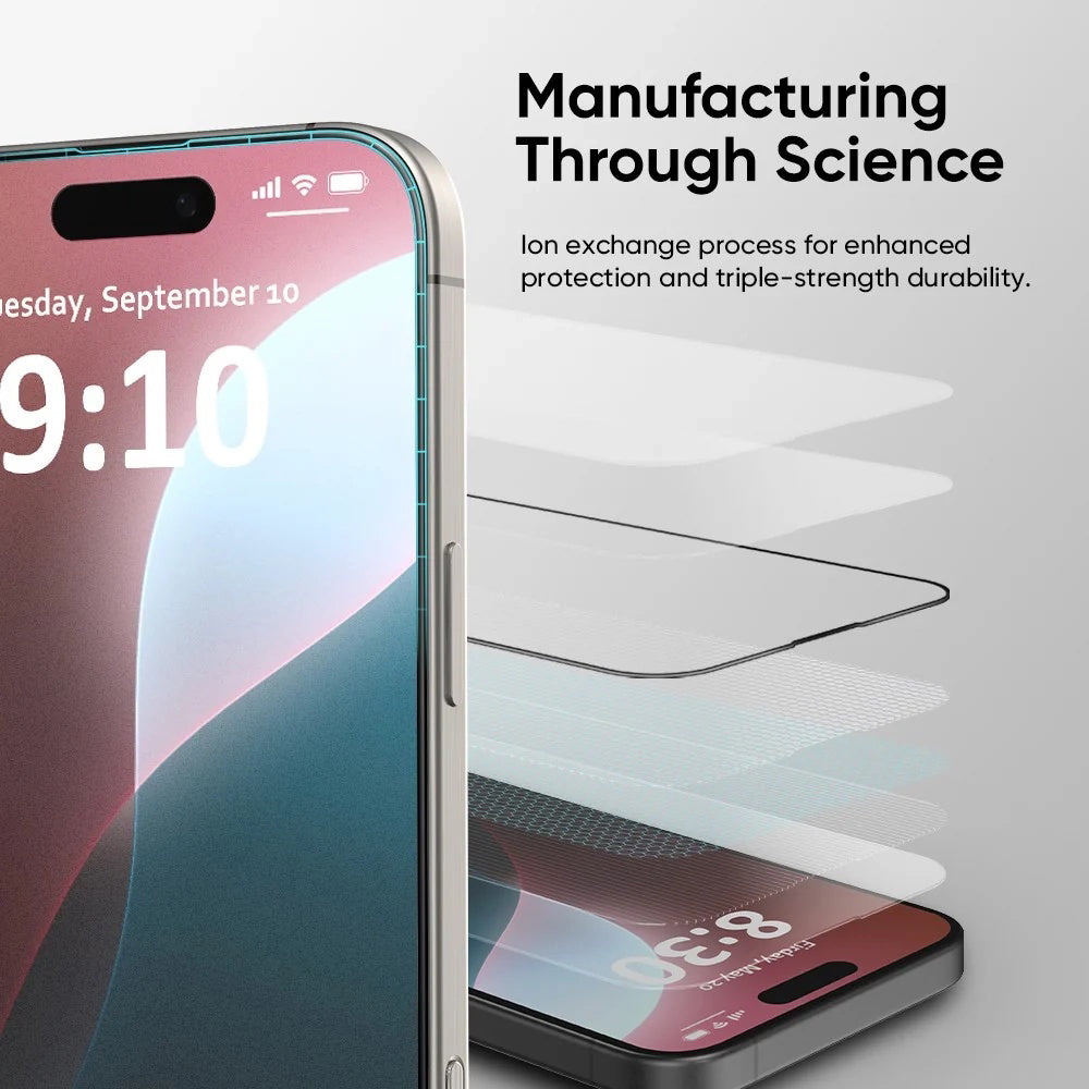 Anank 5X Reinforced Invisible Screen Protector for Apple iPhone 17 Air, Tempered Glass, Full Glue, 3D, Black