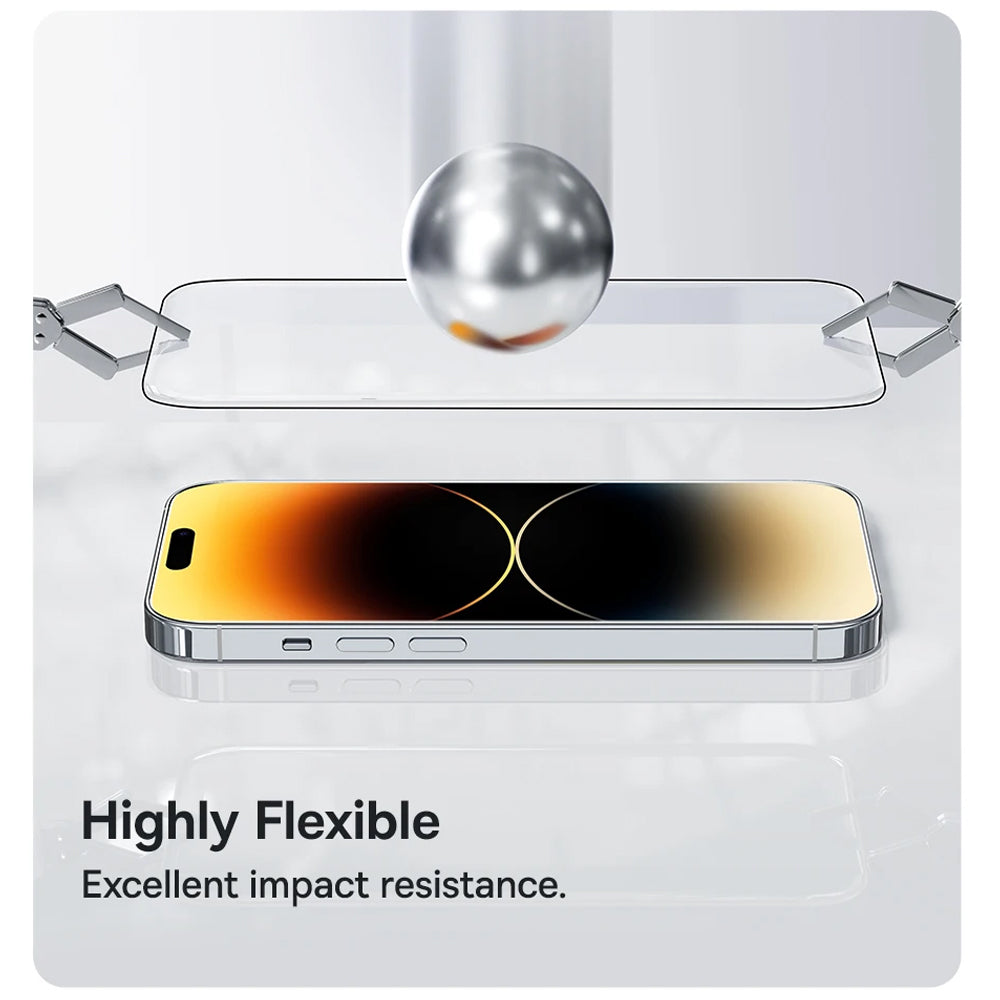 Beskyttelsesfilm Anank 5X Forstærket til Apple iPhone 17 Pro, Hærdet Glas, Fuldklæbende, 2.5D, Sort