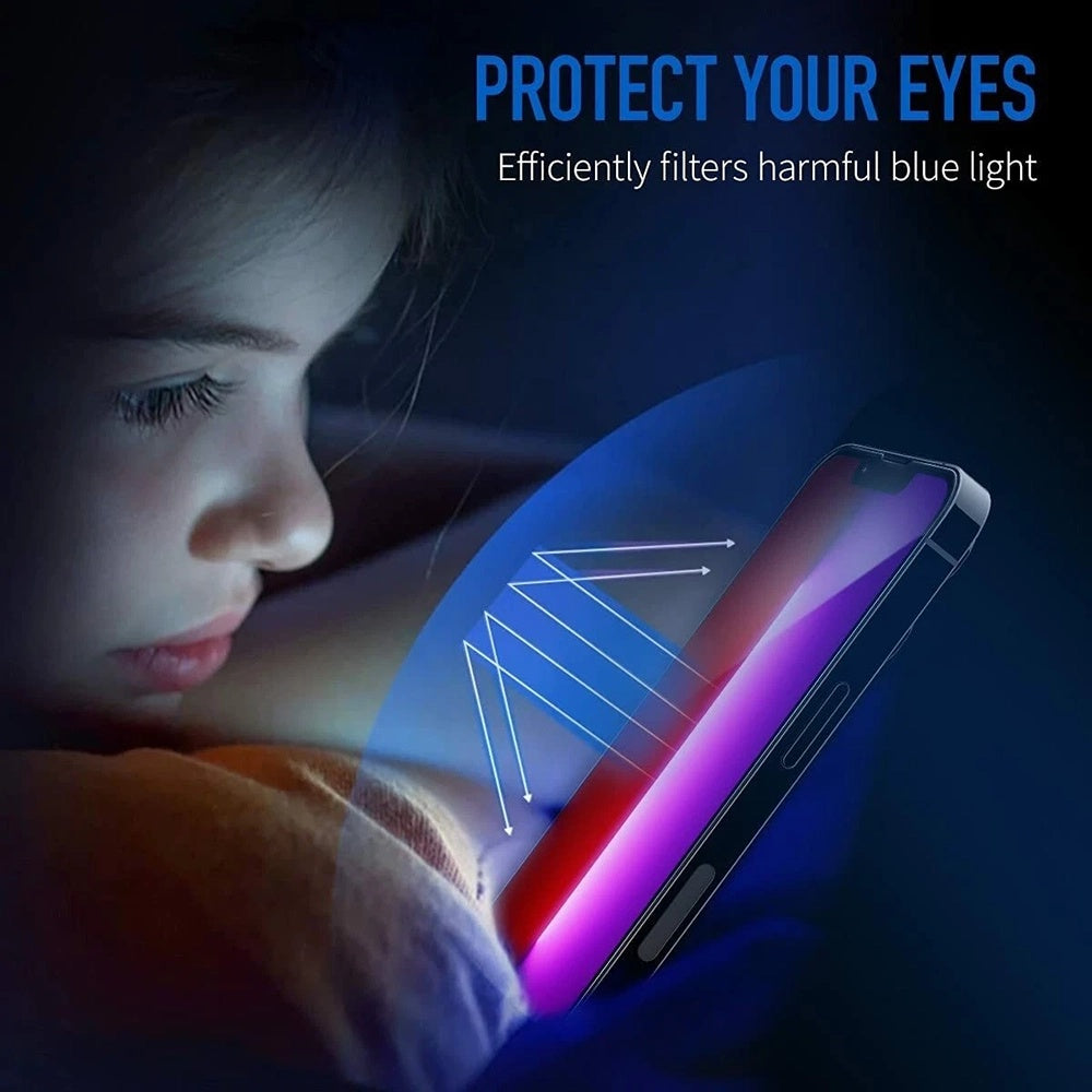 Beskyttelsesfilm Anti Blue Light Anank 5X Forstærket til Apple iPhone 17 Pro, Hærdet Glas, Full Glue, 2.5D, Sort.