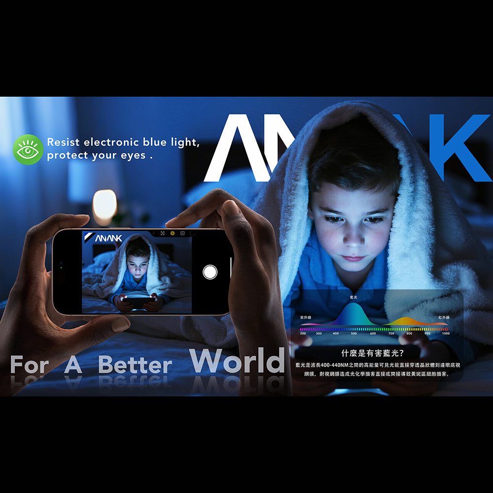 Beskyttelsesfilm Anti Blue Light Anank 5X Forstærket til Apple iPhone 17 Pro, Hærdet Glas, Full Glue, 2.5D, Sort.