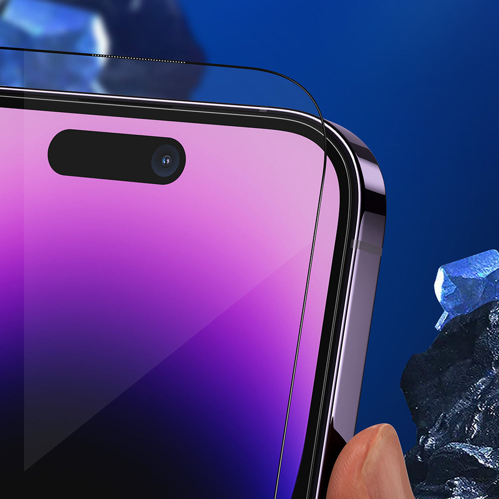 Blueo Anti-Broken Skærmbeskytter til Apple iPhone 15 Pro, Hærdet Glas, Fuld Lim, Sort
