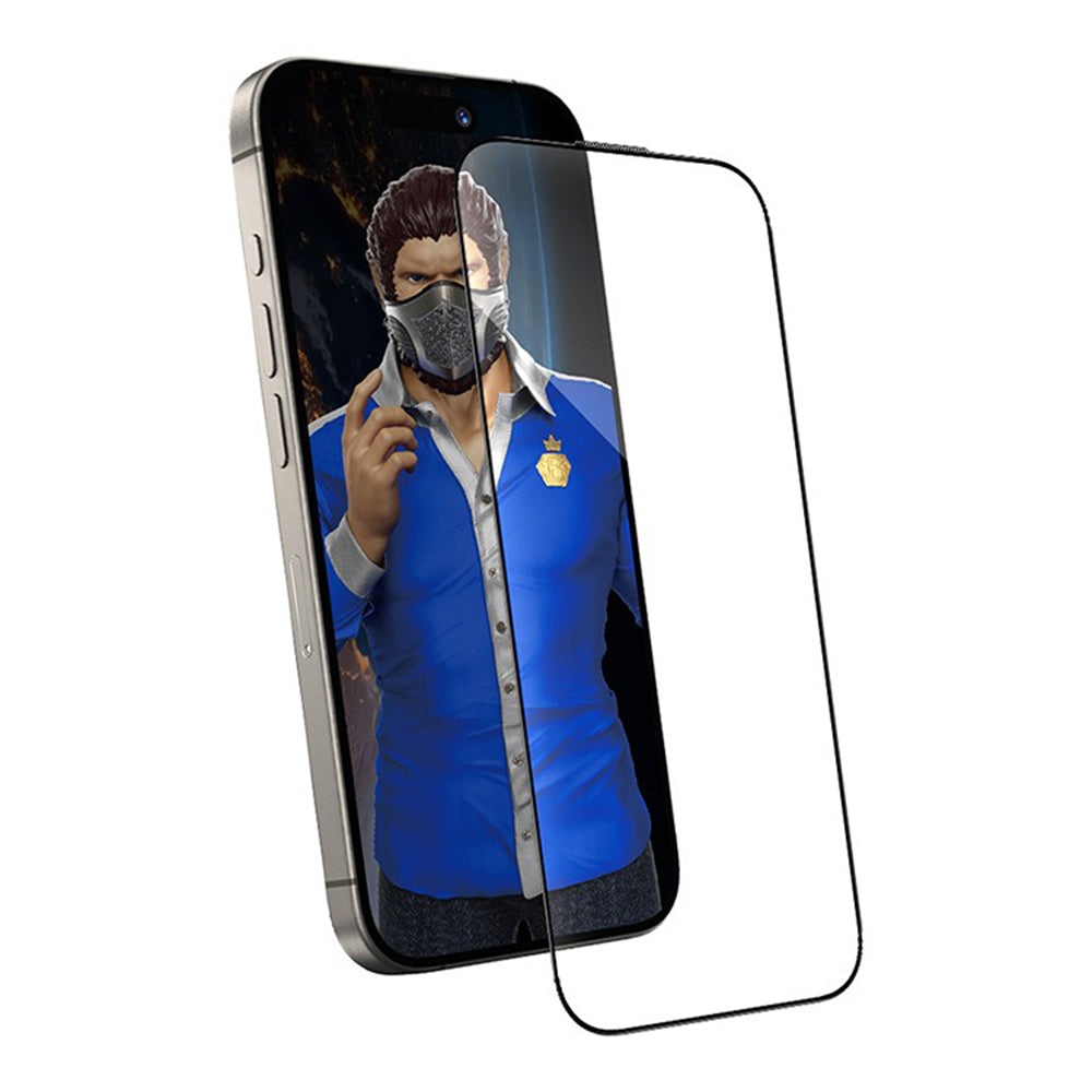 Blueo Anti-Dust HD Skærmbeskytter til Apple iPhone 16 / 15, Hærdet Glas, Fuld Lim, Sort