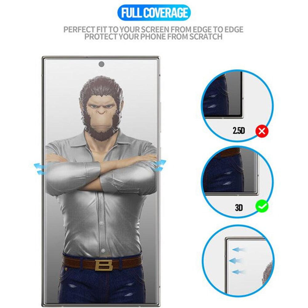 Blueo HD Applicator Pro Skærmbeskytter til Apple iPhone 16 Pro Max, Hærdet Glas, Fuld Lim, 3D, Sort