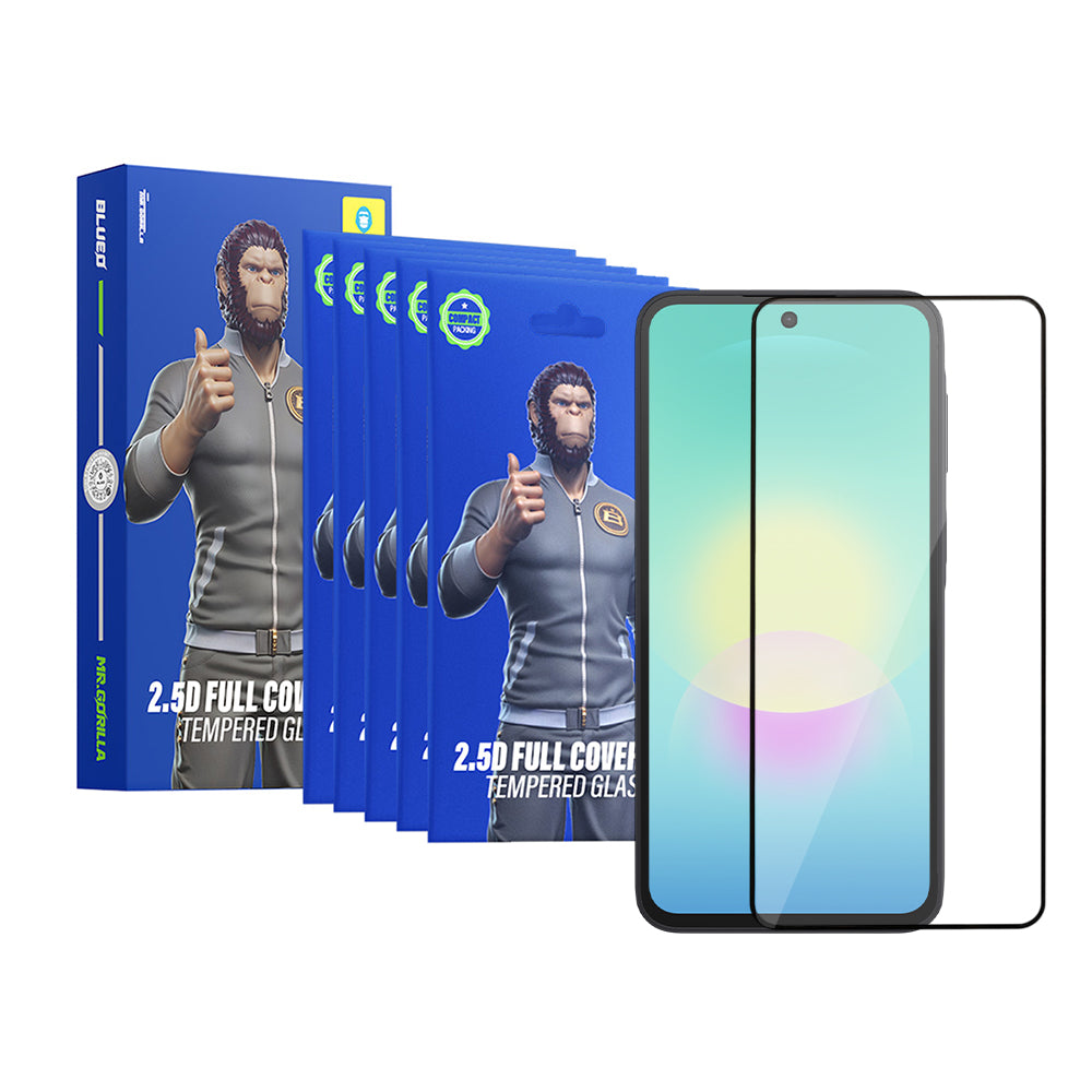 Blueo HD skærmbeskytter til Samsung Galaxy A27 5G / A57 5G / A37 5G, hærdet glas, fuld lim, 2.5D, sæt med 5 stk., sort