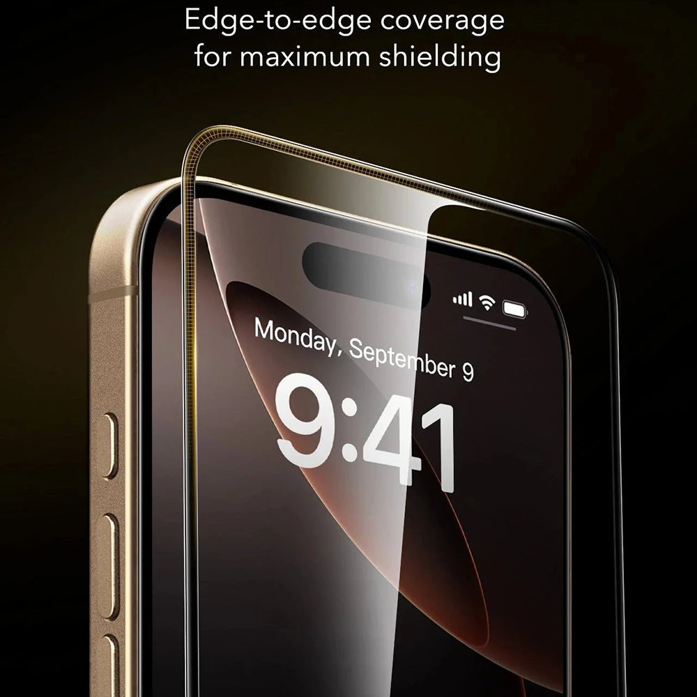Beskyttelsesfilm til skærm ESR Corning UltraFit til Apple iPhone 17 Pro, Hærdet glas, Full Glue, Sæt med 3 stykker, Sort