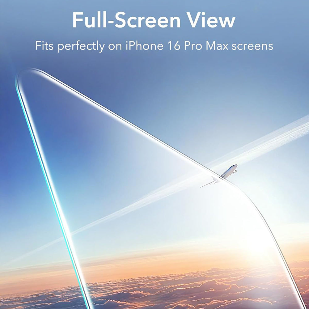 Beskyttelsesfilm ESR-skærm til Apple iPhone 17 / 16 Pro, Hærdet Glas, Full Glue, Sæt med 3 stykker, Sort