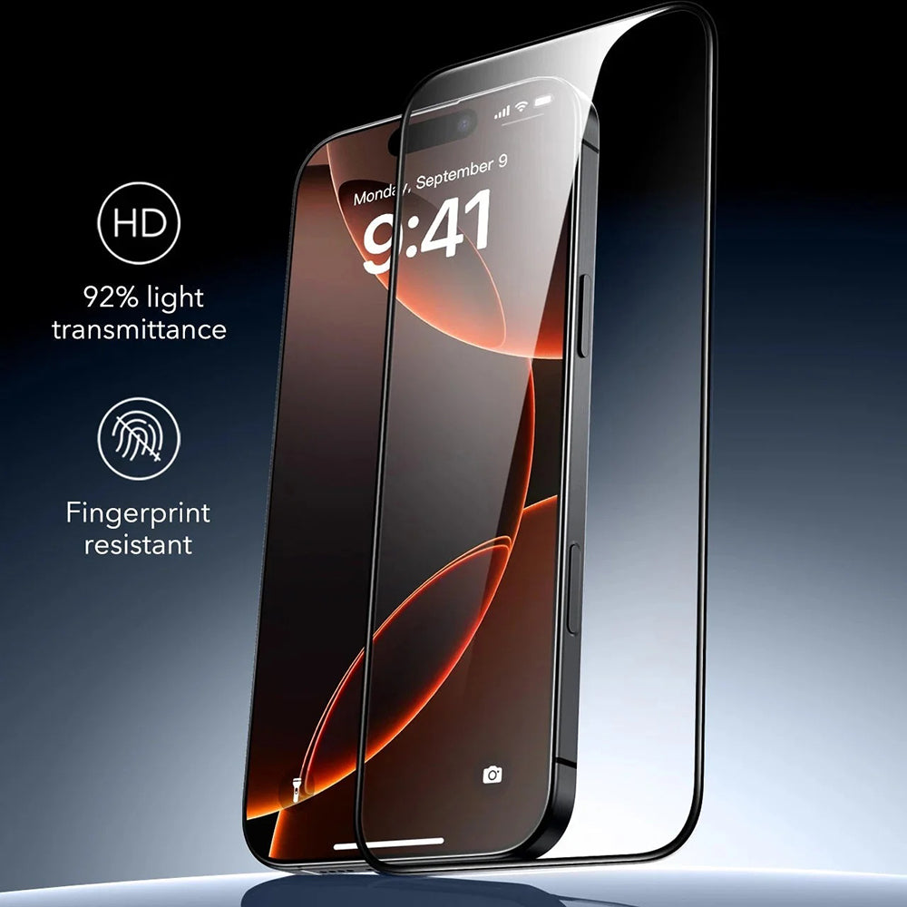 Beskyttelsesfilm ESR Armorite UltraFit til Apple iPhone 17 / 16 Pro, Hærdet Glas, Fuldklæbende, Sæt med 3 stykker, Sort