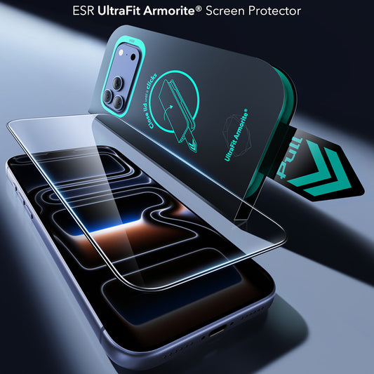 ESR Armorite UltraFit Skærmbeskytter til Apple iPhone 18 Pro / 17 Pro, Hærdet Glas, Fuld Lim, Sæt med 2 stk, Sort