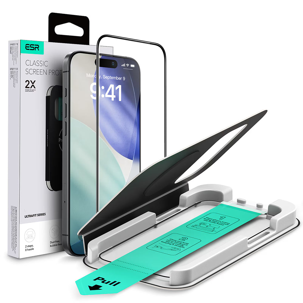 Beskyttelsesfilm ESR UltraFit til Apple iPhone 17 Pro Max, Hærdet Glas, Fuldklæbende, Sort
