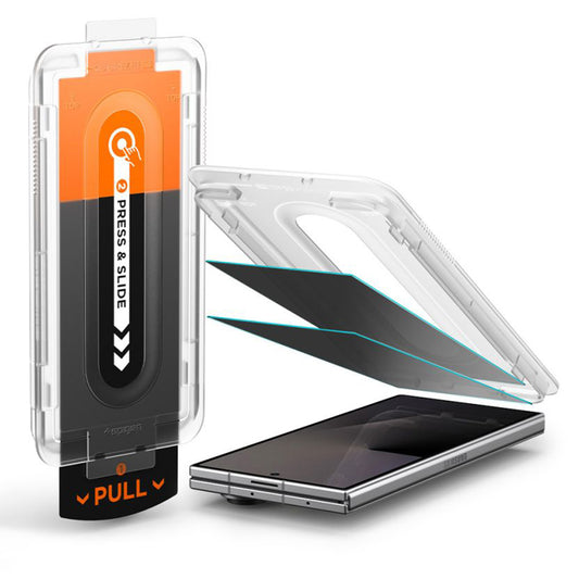 Beskyttelsesfilm til ydre skærm Privacy Spigen GlastR EZ FIT Pro HD til Samsung Galaxy Z Fold8 Ultra F976, hærdet glas, fuld lim, sæt med 2 stk.