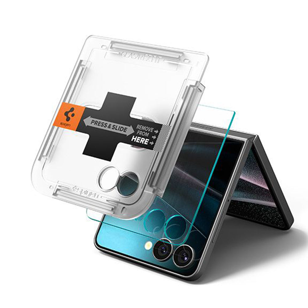 Beskyttelsesfilm til ydre skærm Spigen GlastR EZ FIT til Samsung Galaxy Z Flip7 F766, Hærdet Glas, Fuldklæbende