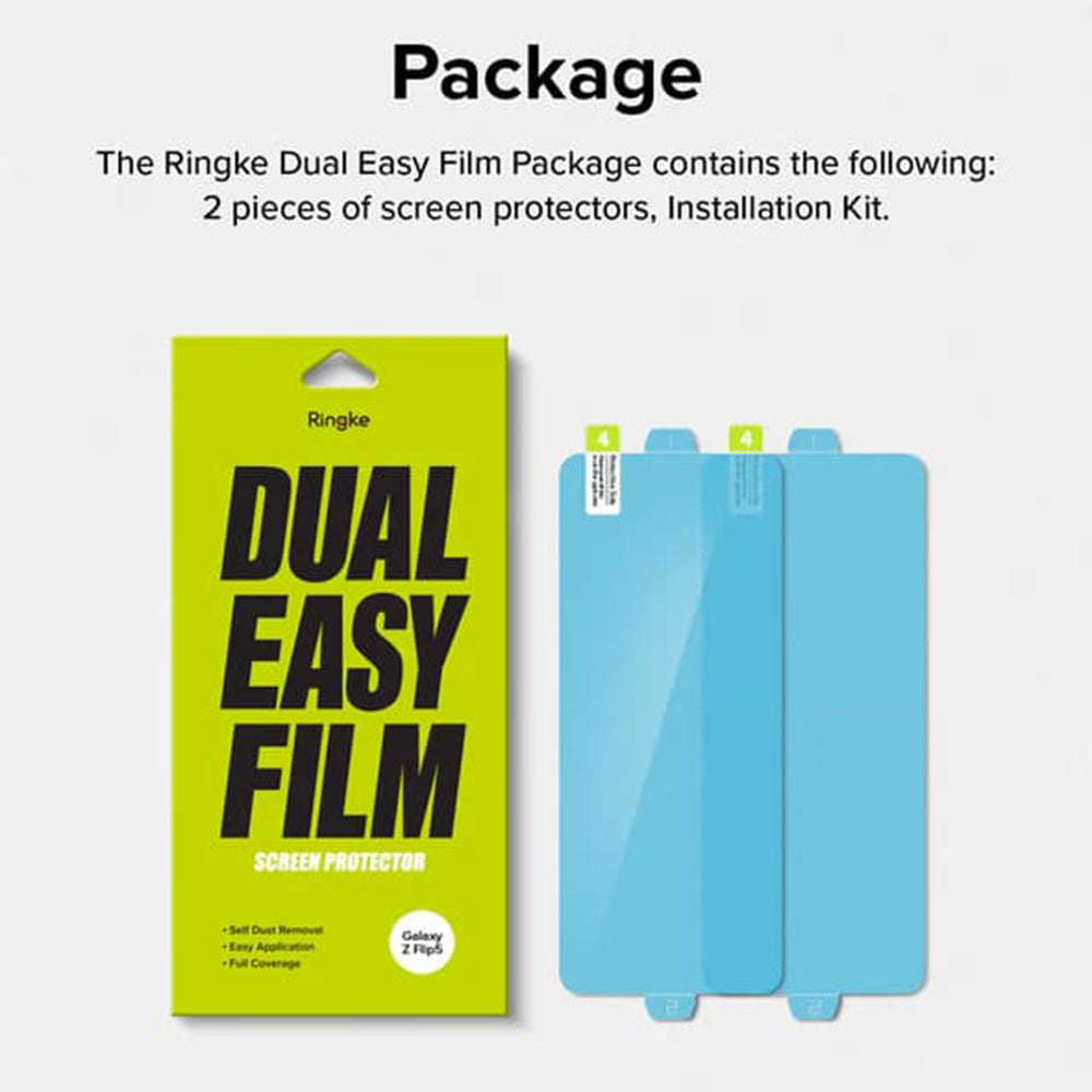 Beskyttelsesfilm til indvendig skærm Ringke Dual Easy for Samsung Galaxy Z Flip5 F731, Plastik, Sæt med 2 stykker