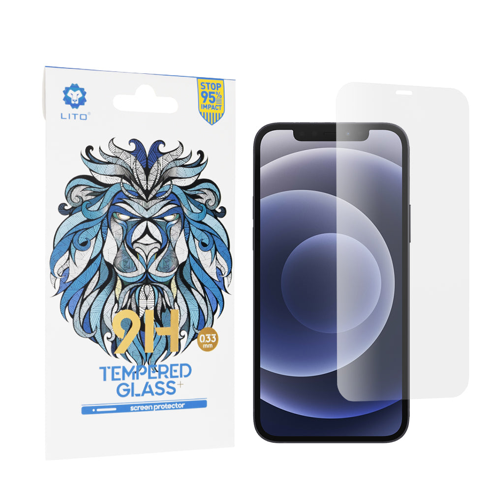 Lito Classic Skærmbeskyttelsesfilm til Apple iPhone 12 / 12 Pro, Hærdet Glas, Fuld Lim, 2.5D