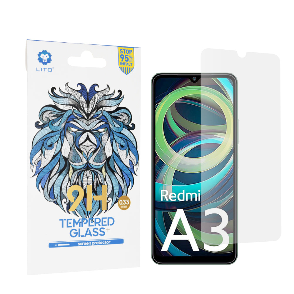 Beskyttelsesfilm Lito Classic til Xiaomi Redmi A3x / A3, Hærdet Glas, Fuldklæbende, 2.5D