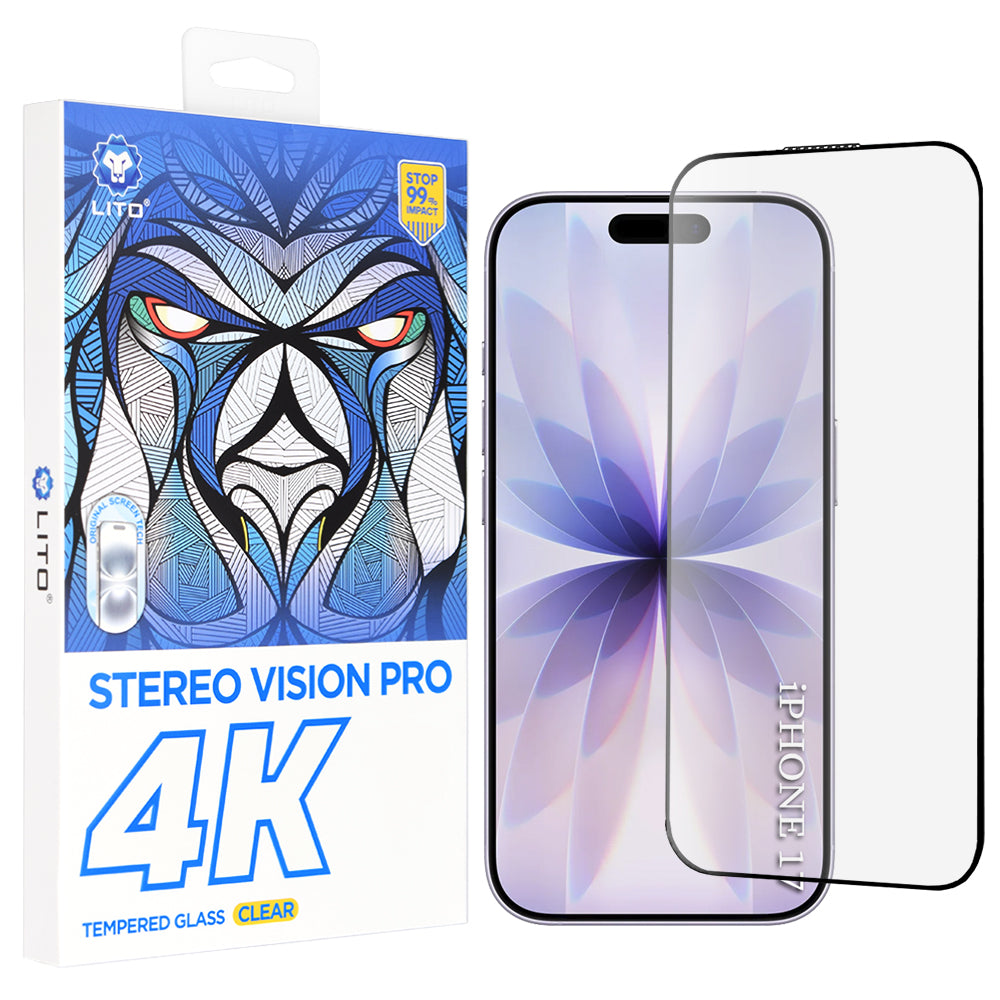 Beskyttelsesfilm Lito D+ Max 4K til Apple iPhone 17 / 16 Pro, Hærdet Glas, Fuldklæbende, Sort