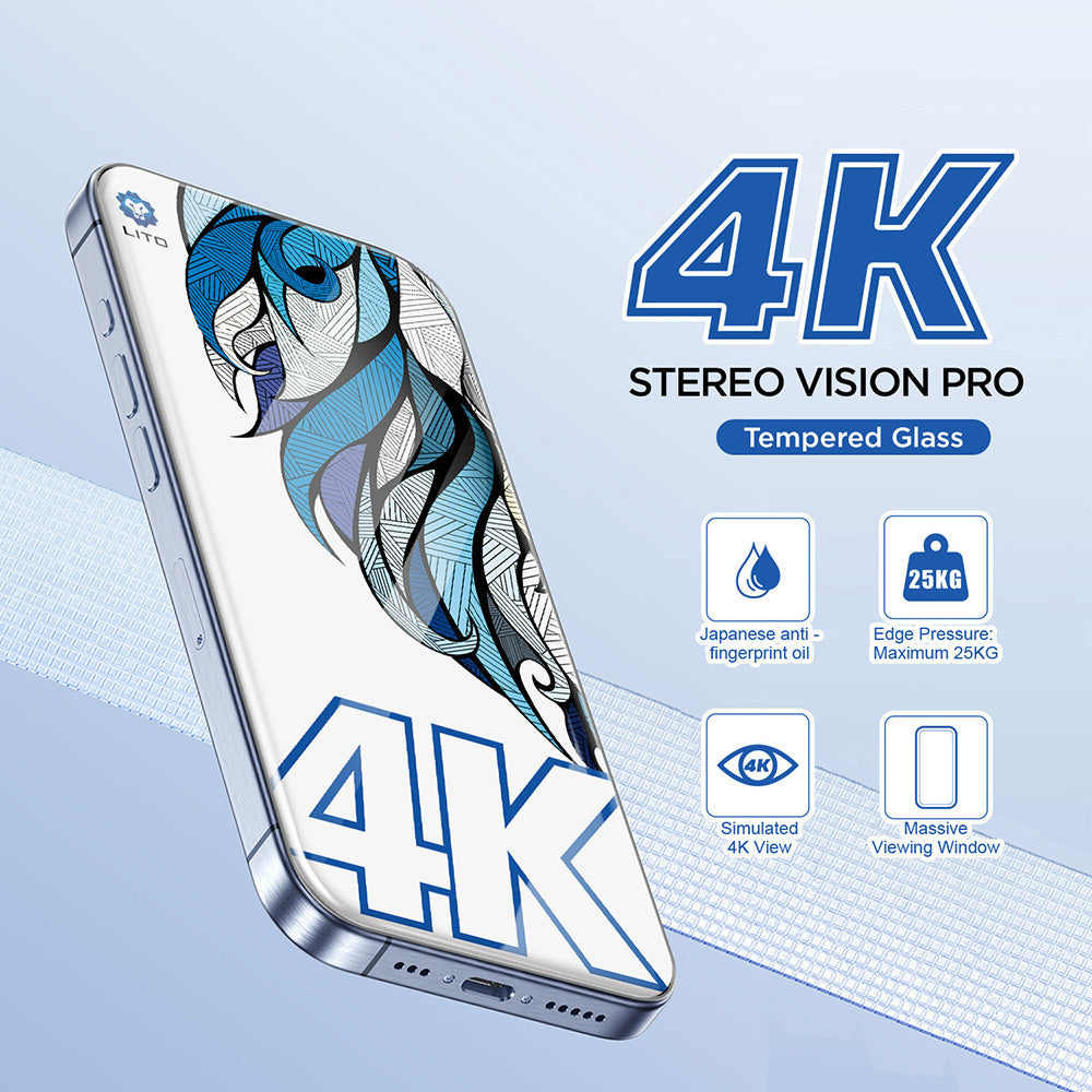 Beskyttelsesfilm Lito D+ Max 4K til Apple iPhone 17 / 16 Pro, Hærdet Glas, Fuldklæbende, Sort