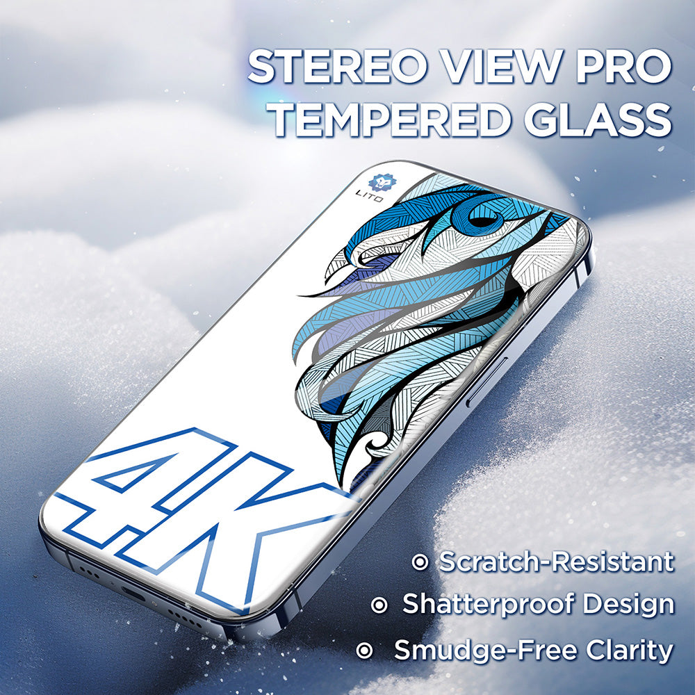 Beskyttelsesfilm Lito D+ Max 4K til Apple iPhone 17 / 16 Pro, Hærdet Glas, Fuldklæbende, Sort