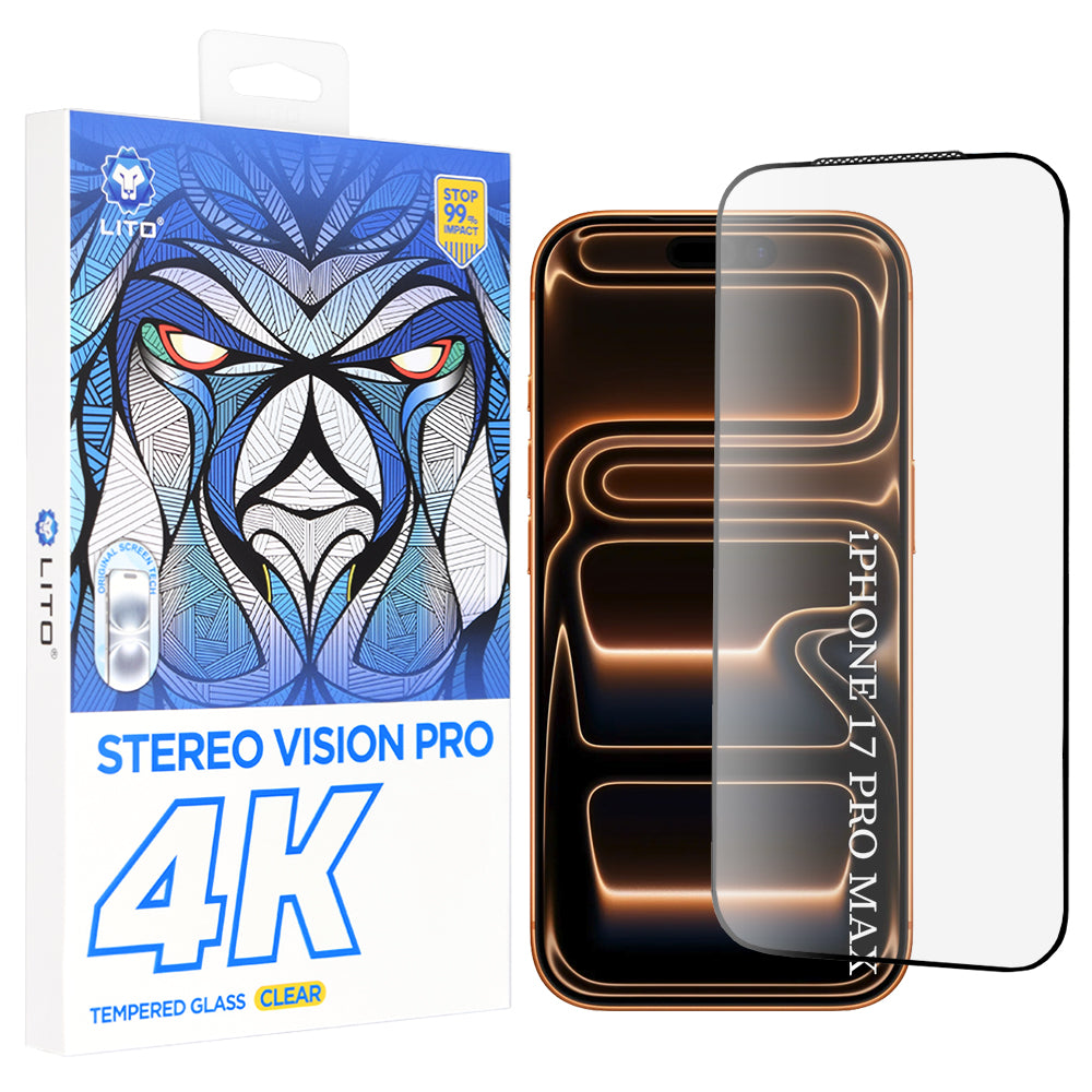 Beskyttelsesfilm Lito D+ Max 4K til Apple iPhone 17 Pro Max, Hærdet Glas, Fuldklæbende, Sort