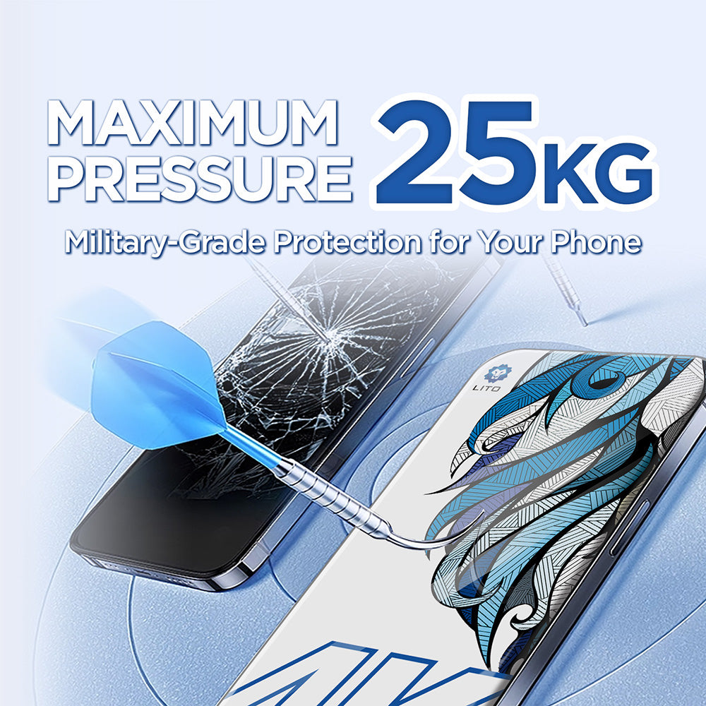 Beskyttelsesfilm Lito D+ Max 4K til Apple iPhone 17 Pro Max, Hærdet Glas, Fuldklæbende, Sort
