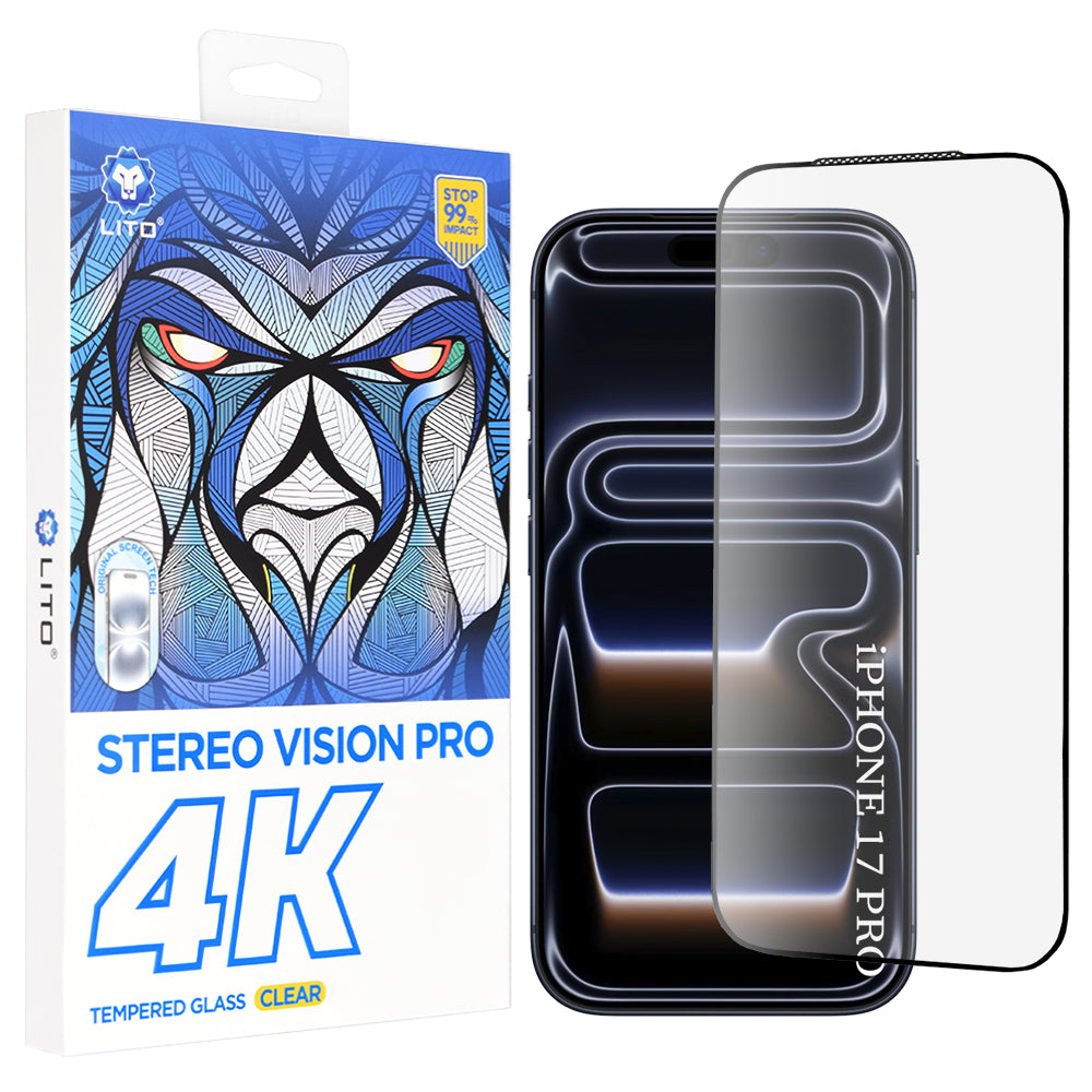 Beskyttelsesfilm Lito D+ Max 4K til Apple iPhone 17 Pro, Hærdet Glas, Fuldklæbende, Sort