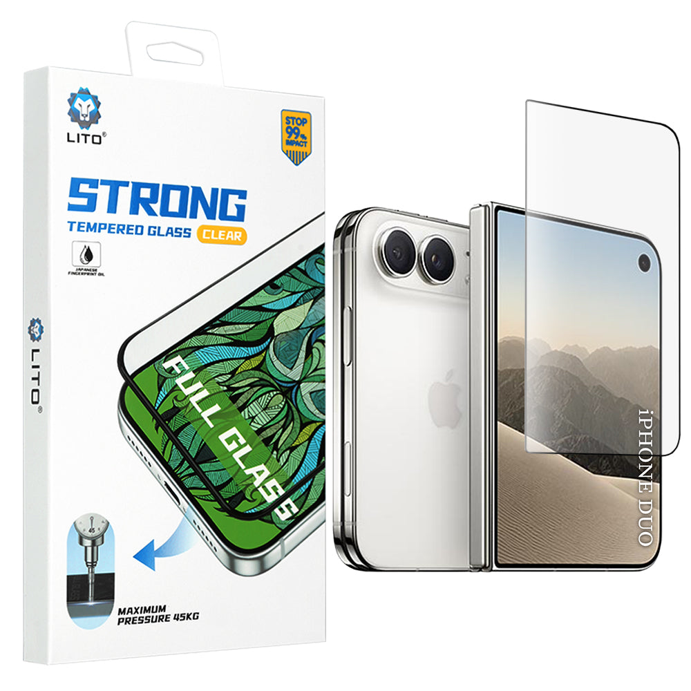 Lito D+ Max Strong Skærmbeskyttelsesfilm til Apple iPhone Duo, Hærdet Glas, Fuld Lim, Sort