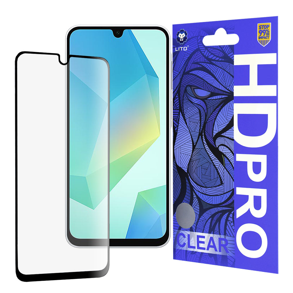 Lito HD Pro Clear Skærmbeskytter til Samsung Galaxy A16 5G A166 / A16 4G A165, Hærdet Glas, Fuld Lim, Sort