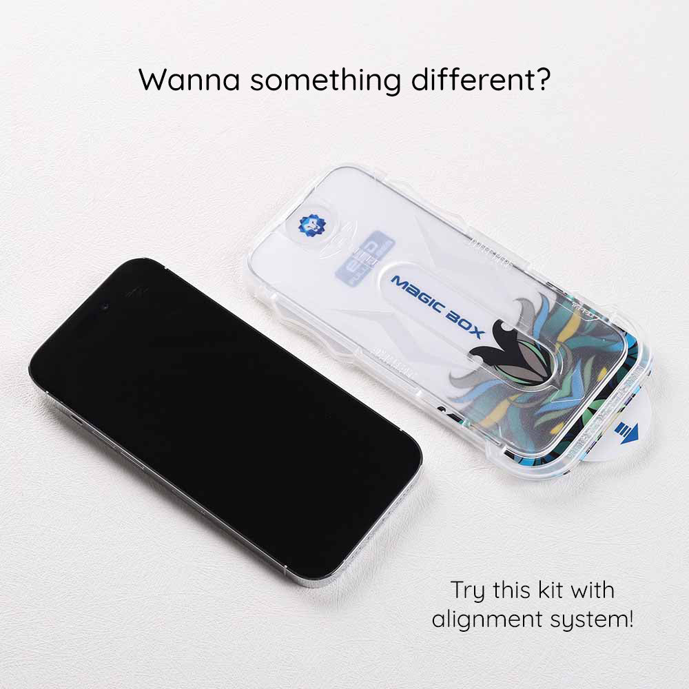 Skærmbeskyttelsesfilm Lito Magic Glass Box D+ Tools til Apple iPhone 16, Sikkerhedsglas, Fuld lim