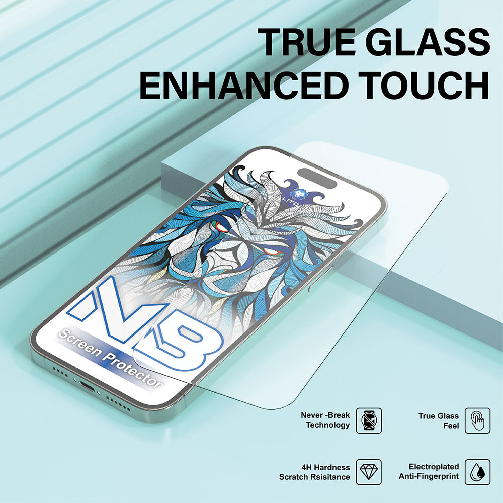 Beskyttelsesfilm Lito NB skærm til Apple iPhone 17 / 16 Pro, Hærdet Glas, Fuldklæbende, Sort