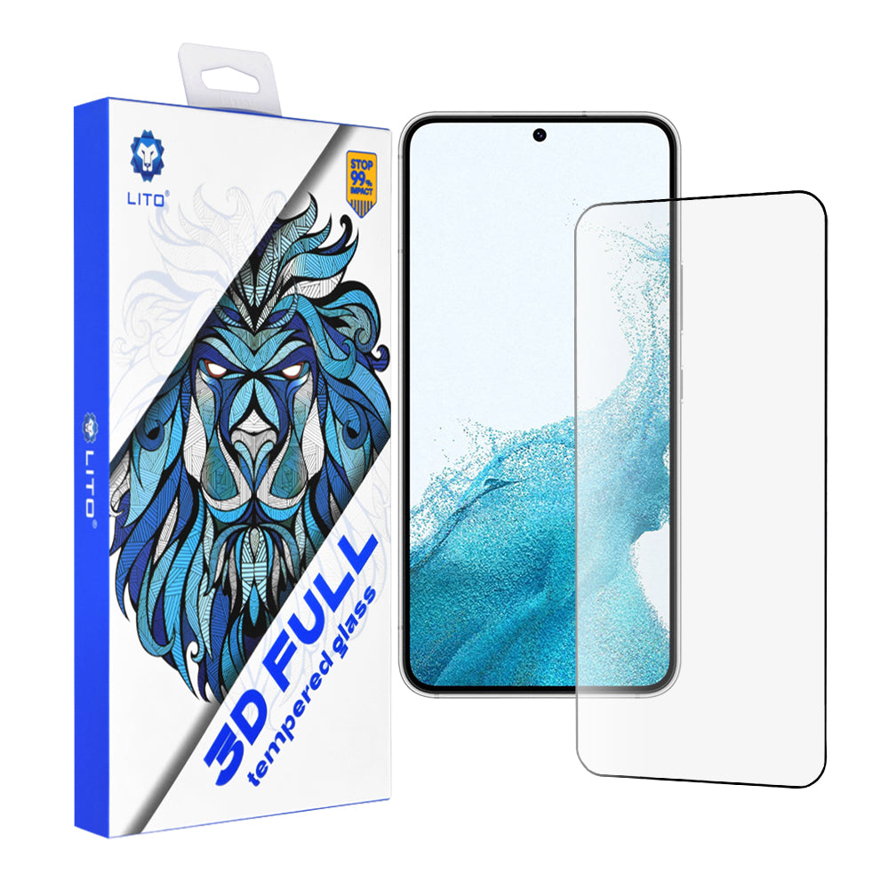 Lito Skærmbeskyttelsesfilm til Samsung Galaxy S23 S911 / S22 5G S901, Hærdet Glas, Fuld Lim, 3D, Sort