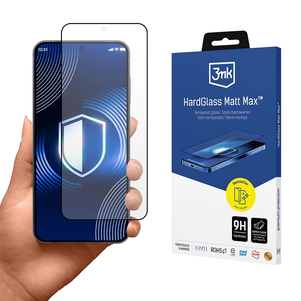 Beskyttelsesfilm Matte 3MK Max til Samsung Galaxy S26 Plus S947, Hærdet Glas, Fuldklæbende, Sort