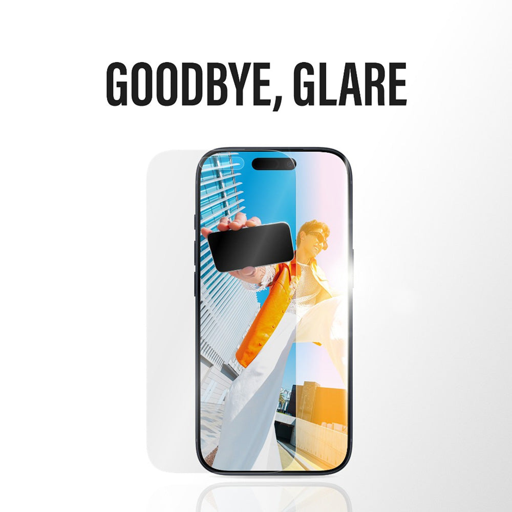 Beskyttelsesfolie Matte PanzerGlass Armor EasyAligner til Apple iPhone 17 / 16 Pro, Hærdet Glas, Full Glue