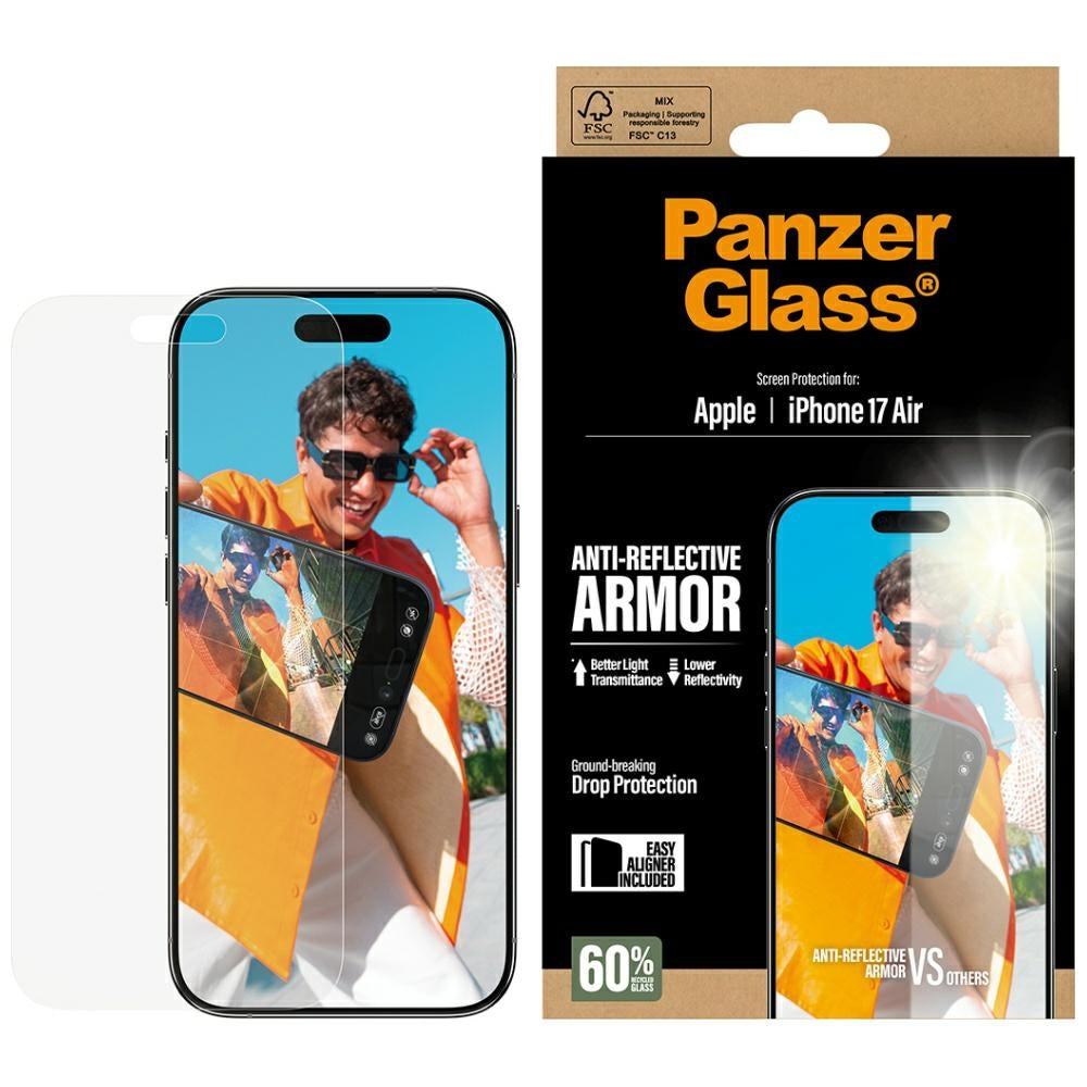 Beskyttelsesfolie Matte PanzerGlass Armor EasyAligner til Apple iPhone 17 Air, Hærdet Glas, Full Glue