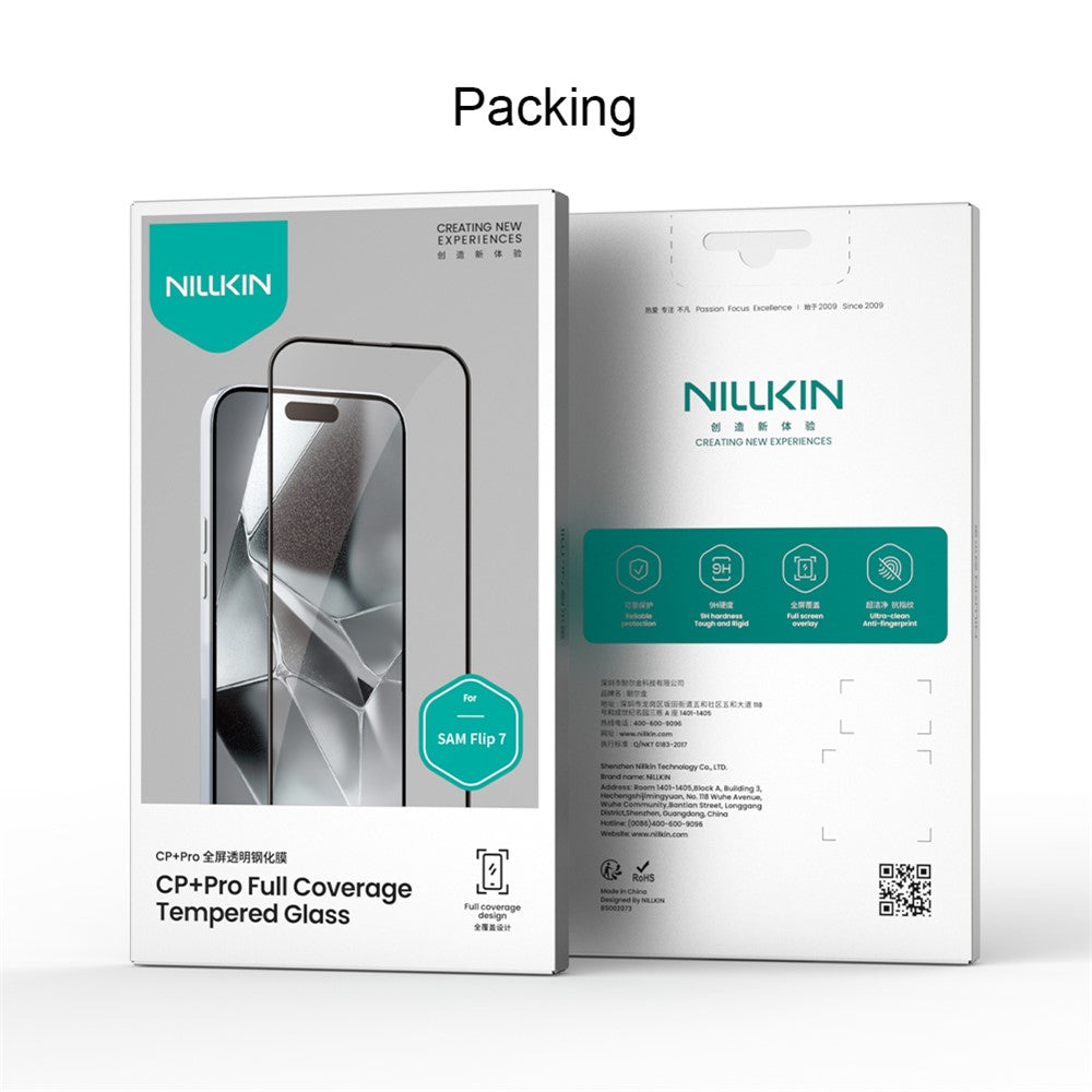 Nillkin CP+ Pro Skærmbeskytter til Samsung Galaxy Z Flip8 F776 / Z Flip7 F766, Hærdet Glas, Fuld Lim, Sort