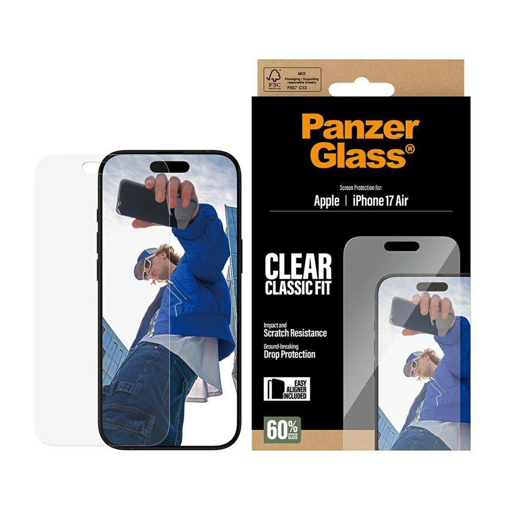 Beskyttelsesfilm til skærm PanzerGlass Classic Fit EasyAligner til Apple iPhone 17 Air, Hærdet Glas, Full Glue