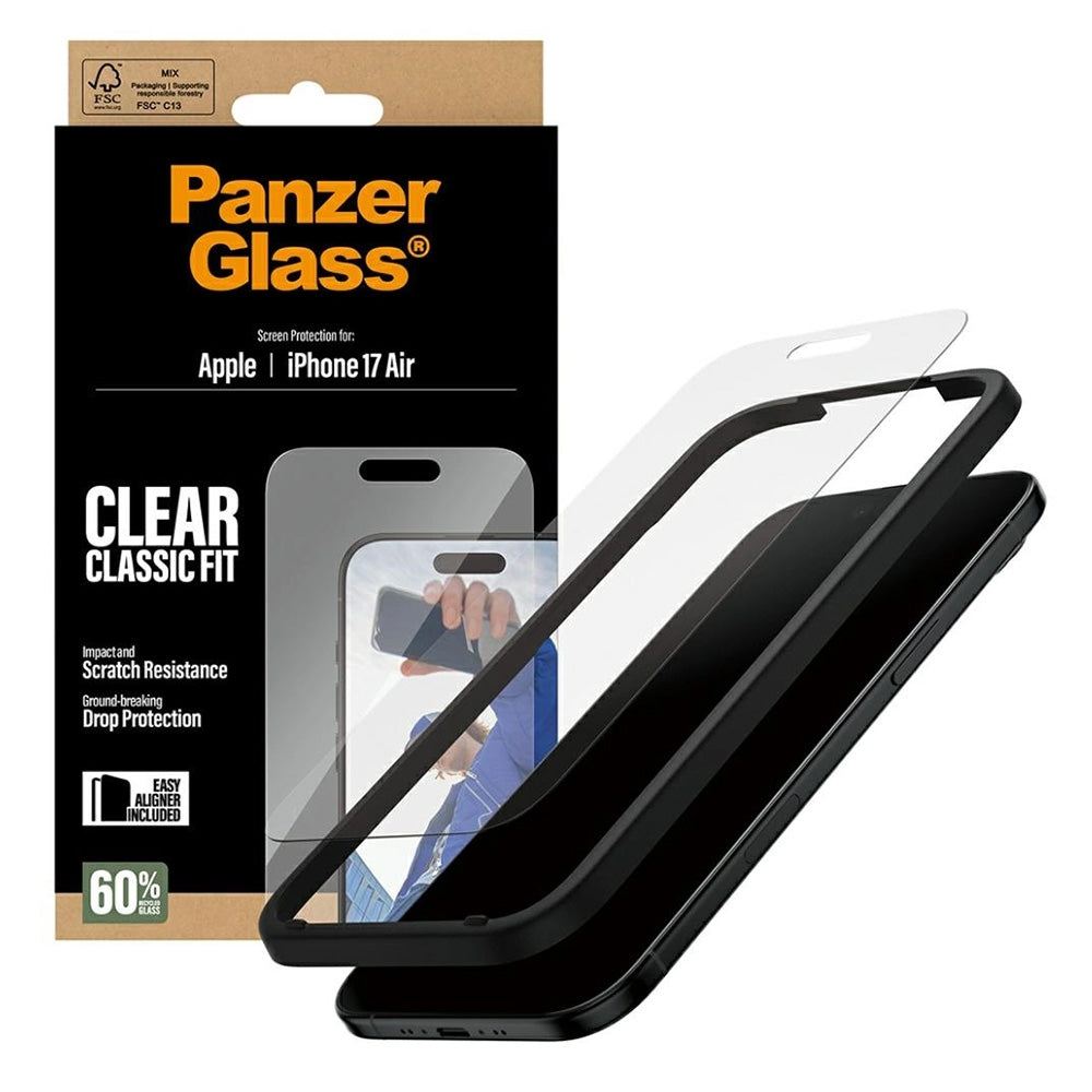 Beskyttelsesfilm til skærm PanzerGlass Classic Fit EasyAligner til Apple iPhone 17 Air, Hærdet Glas, Full Glue