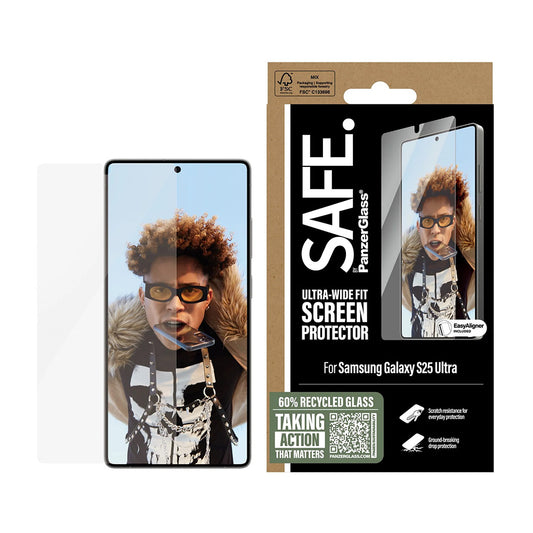 PanzerGlass Safe skærmbeskyttelsesfolie. Ultra-Wide Fit EasyAligner til Samsung Galaxy S25 Ultra S938, Hærdet Glas, Full Glue