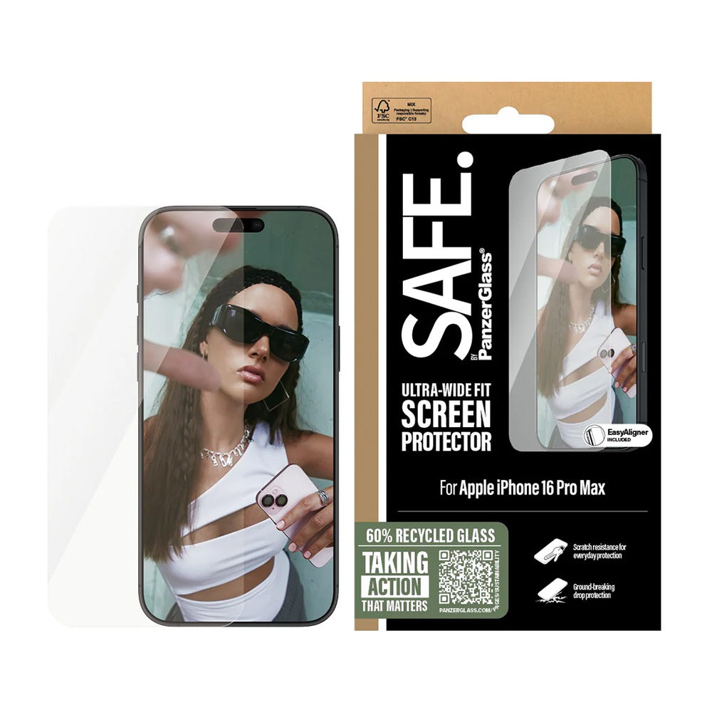 Beskyttelsesfilm PanzerGlass Safe skærm. Ultra-Wide Fit til Apple iPhone 16 Pro Max, Hærdet Glas, Full Glue