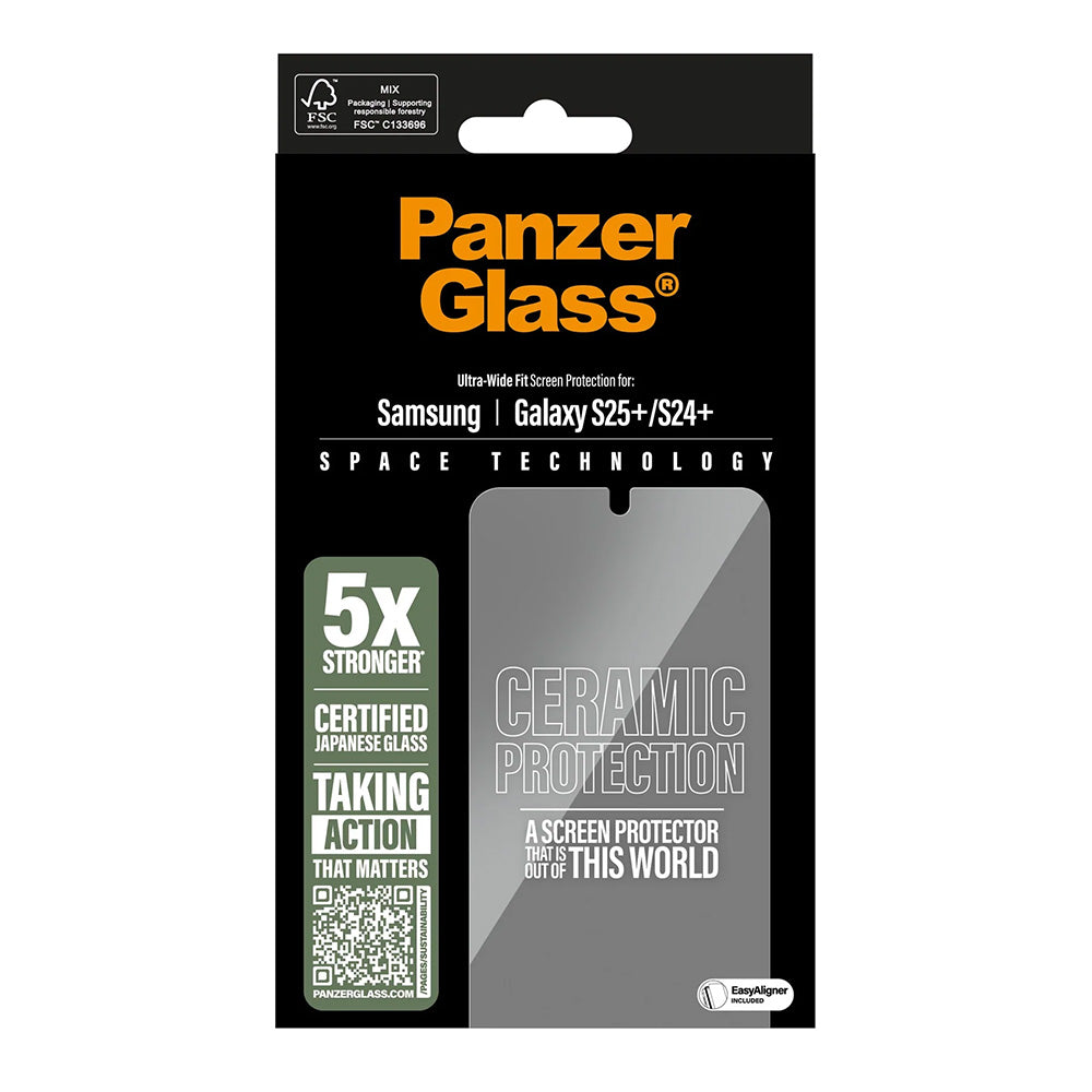 Beskyttelsesfilm til skærm PanzerGlass Ultra-Wide Ceramic EasyAligner til Samsung Galaxy S25+ S936 / S24+ S926, Hærdet Glas, Full Glue