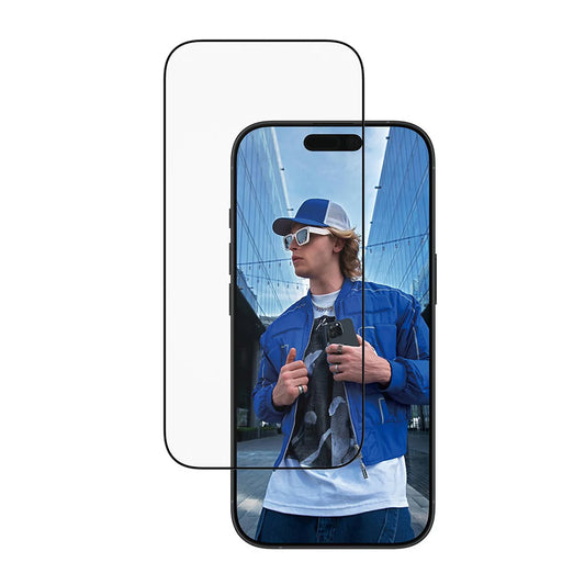 Beskyttelsesfilm til skærm PanzerGlass Ultra-Wide Fit EasyAligner til Apple iPhone 17 / 16 Pro, Hærdet Glas, Fuldklæbende, Sort