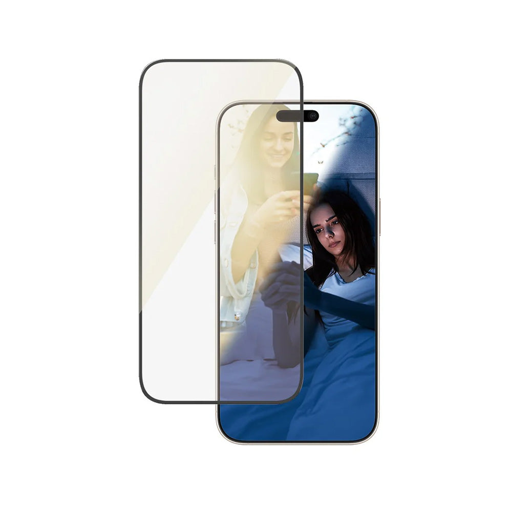 Beskyttelsesfilm til skærm PanzerGlass Ultra-Wide Fit EyeCare til Apple iPhone 16 Pro Max, Hærdet Glas, Full Glue, Sort